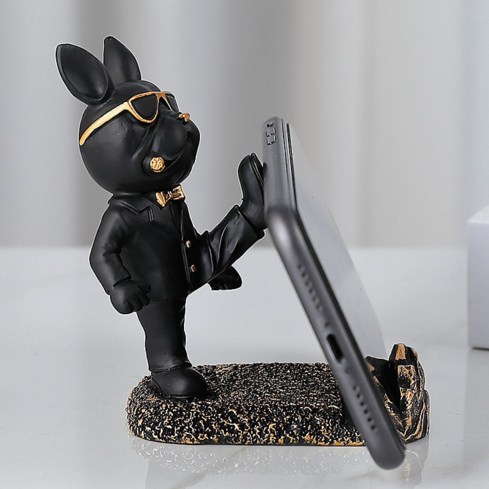 KungBulldog Martial Arts Phone Stand – Durable Resin Bulldog Sculpture for Desk and Nightstand 1