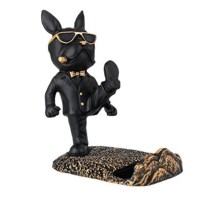 KungBulldog Martial Arts Phone Stand – Durable Resin Bulldog Sculpture for Desk and Nightstand 4