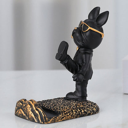KungBulldog Martial Arts Phone Stand – Durable Resin Bulldog Sculpture for Desk and Nightstand 3
