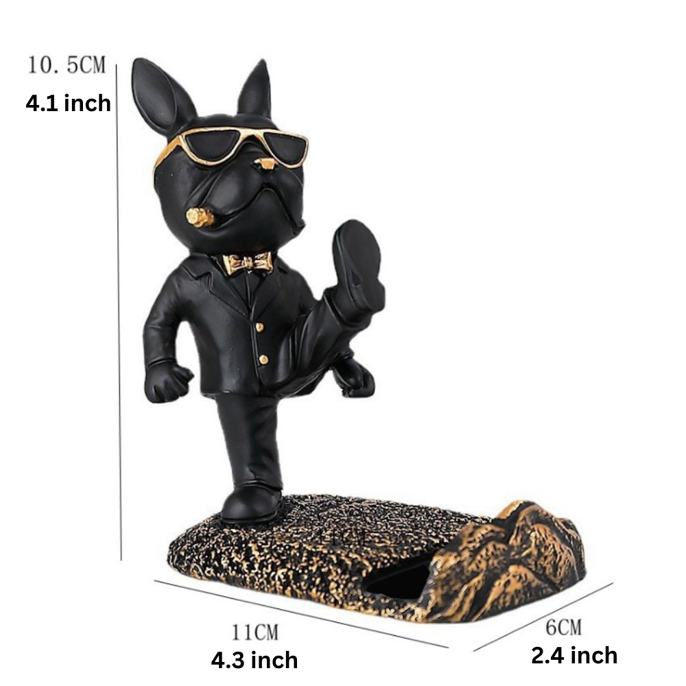 KungBulldog Martial Arts Phone Stand – Durable Resin Bulldog Sculpture for Desk and Nightstand 5