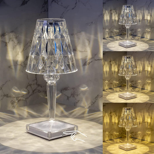 Elegant LED Diamond Crystal Table Lamp with Touch Control – Rechargeable and Adjustable Brightness 1