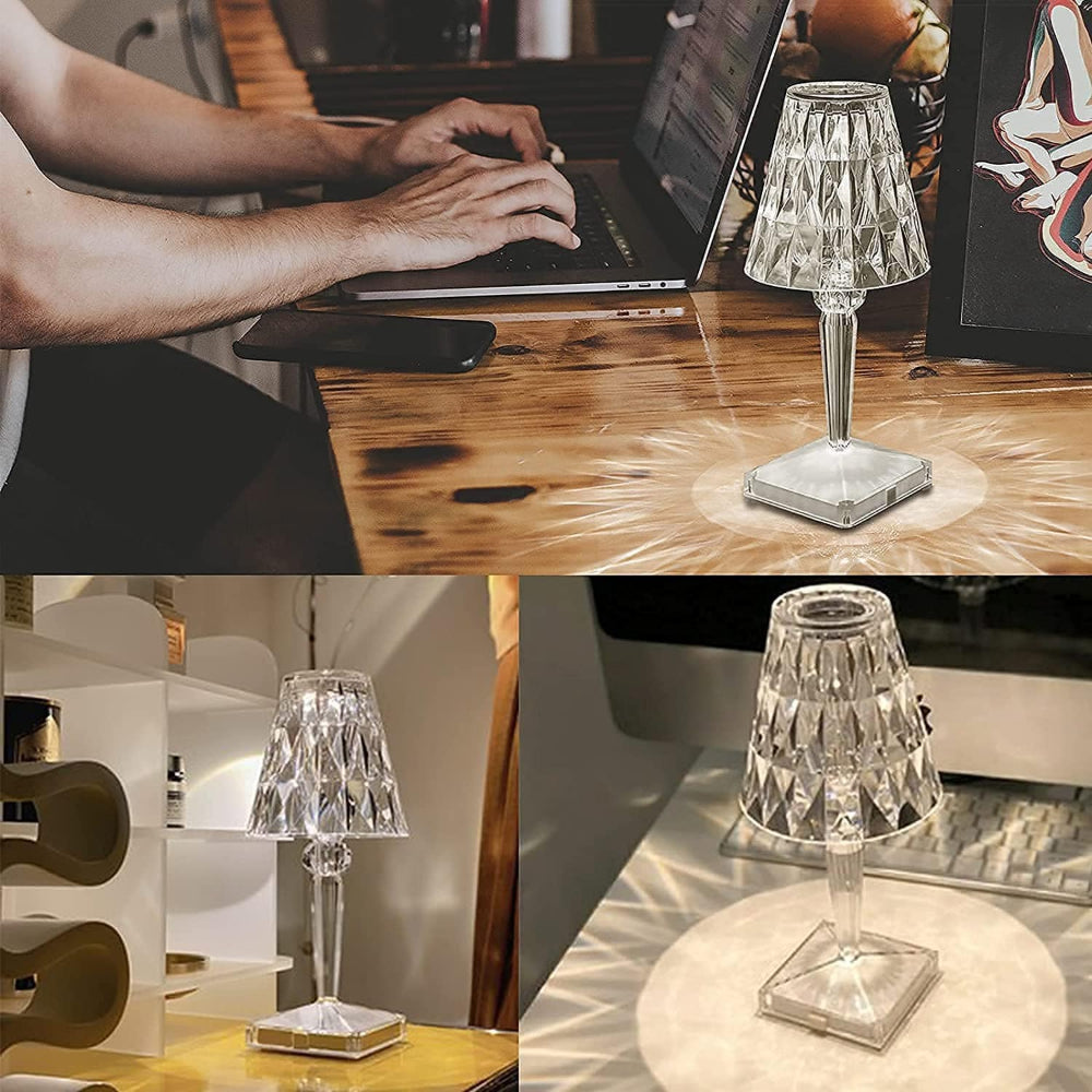 Elegant LED Diamond Crystal Table Lamp with Touch Control – Rechargeable and Adjustable Brightness 3