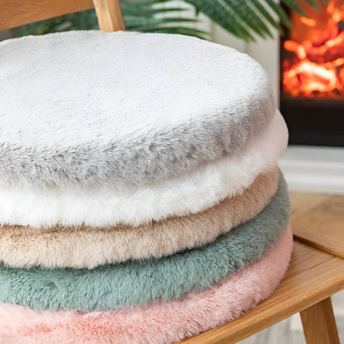Round Rabbit Fur-Style Seat Cushion – 45 cm Plush Comfort for Home, Office, and Car 1