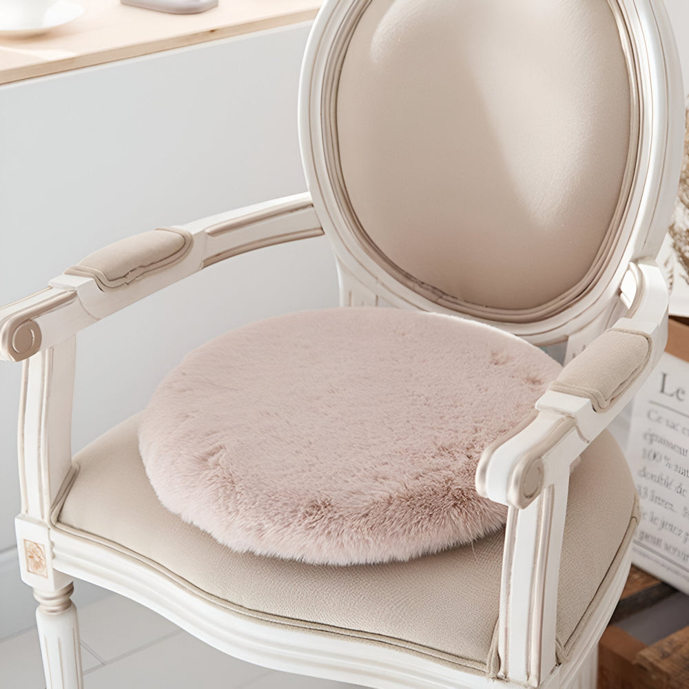 Round Rabbit Fur-Style Seat Cushion – 45 cm Plush Comfort for Home, Office, and Car 2