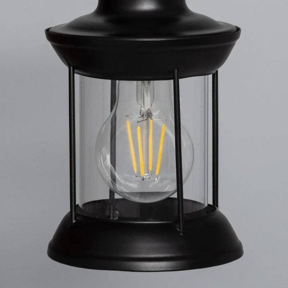 Black Lantern Wall Light with Natural Wood Accent – Rustic Vintage Design for Home Decor 3
