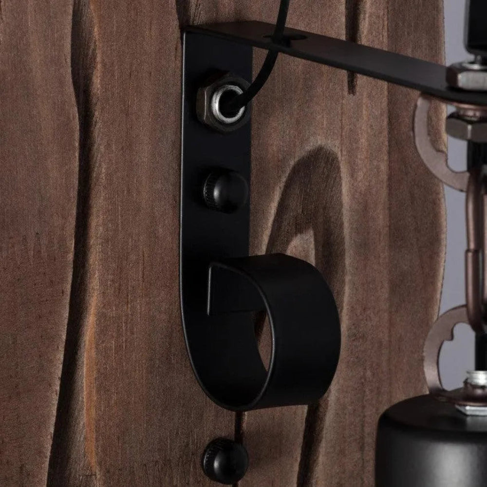 Black Lantern Wall Light with Natural Wood Accent – Rustic Vintage Design for Home Decor 5