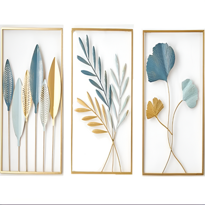 Elegant Gold Leaf Wall Decor – Scandinavian Metal Art for Modern Interiors 2