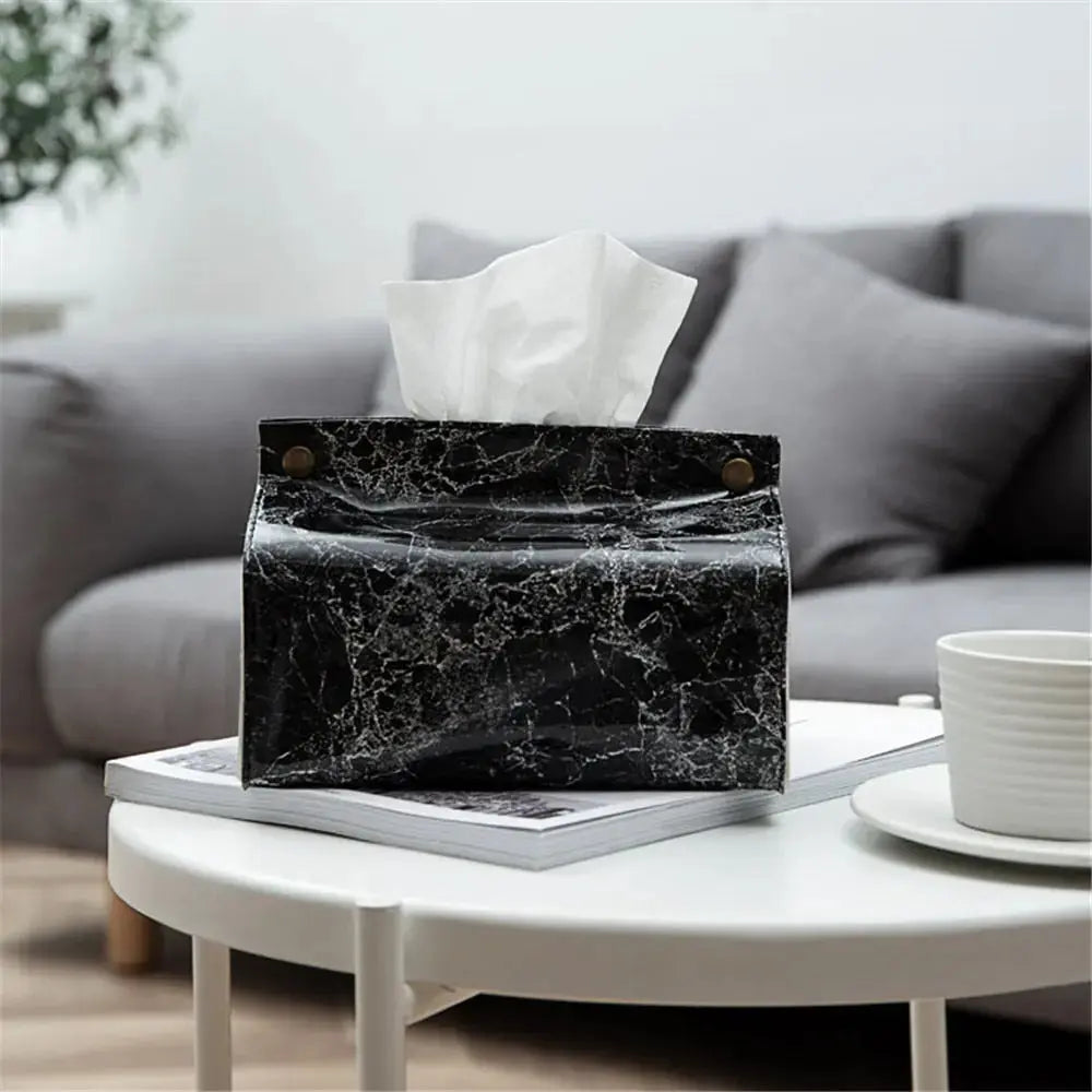 Modern Vegan Leather Tissue Box Cover – Elegant Rectangular Design for Home and Office 3