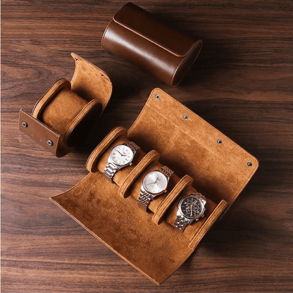 Leather Watch Case – Stylish Organizer for Up to 3 Timepieces with Soft Interior 2