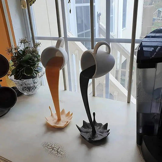 Floating Coffee Cup Sculpture – Unique Home Décor for Coffee Lovers 1