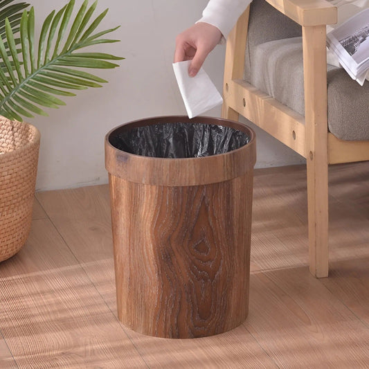 Scandinavian Style Wooden-Look Trash Bin – Compact 8L Waste Container for Kitchen, Bathroom, and Office 1