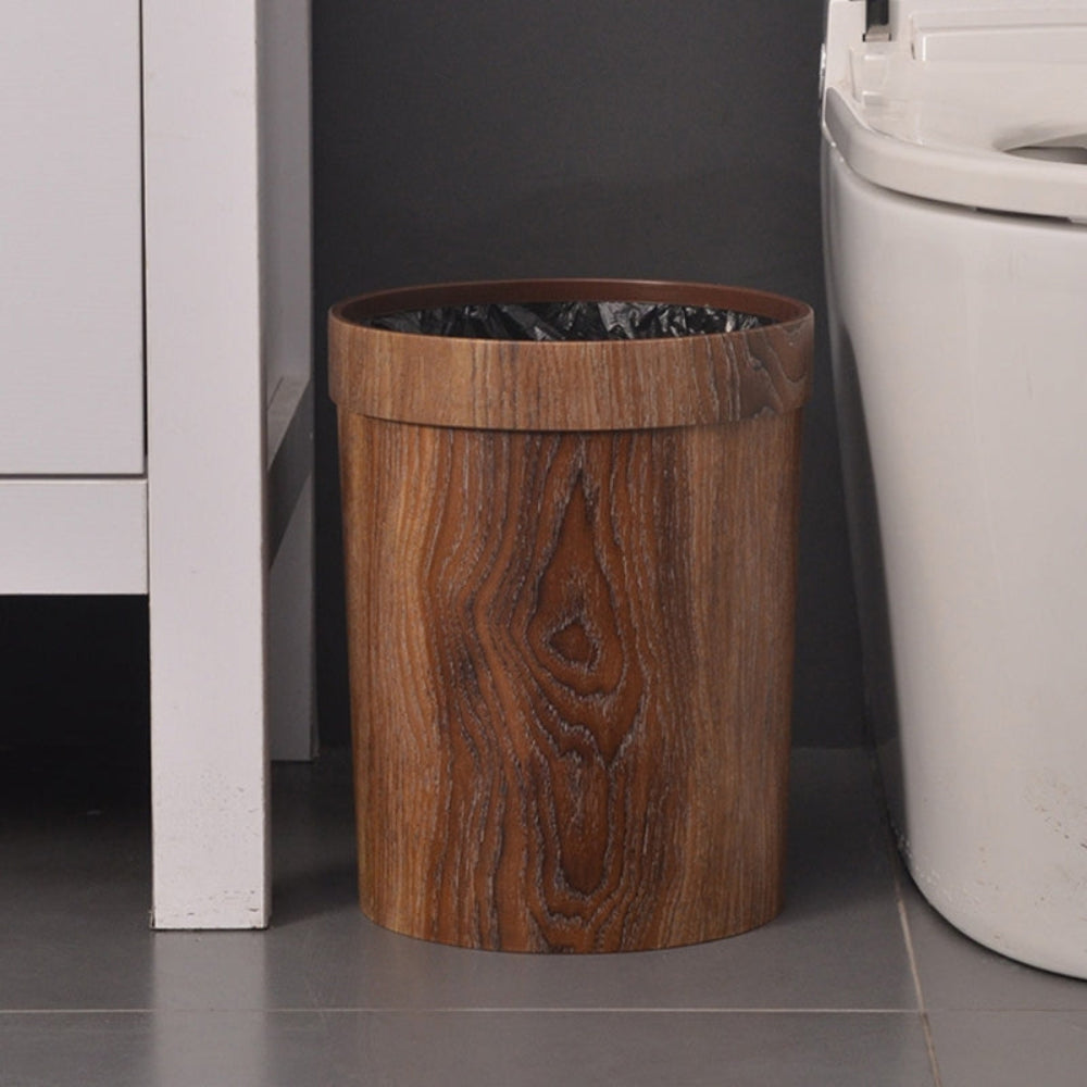 Scandinavian Style Wooden-Look Trash Bin – Compact 8L Waste Container for Kitchen, Bathroom, and Office 3