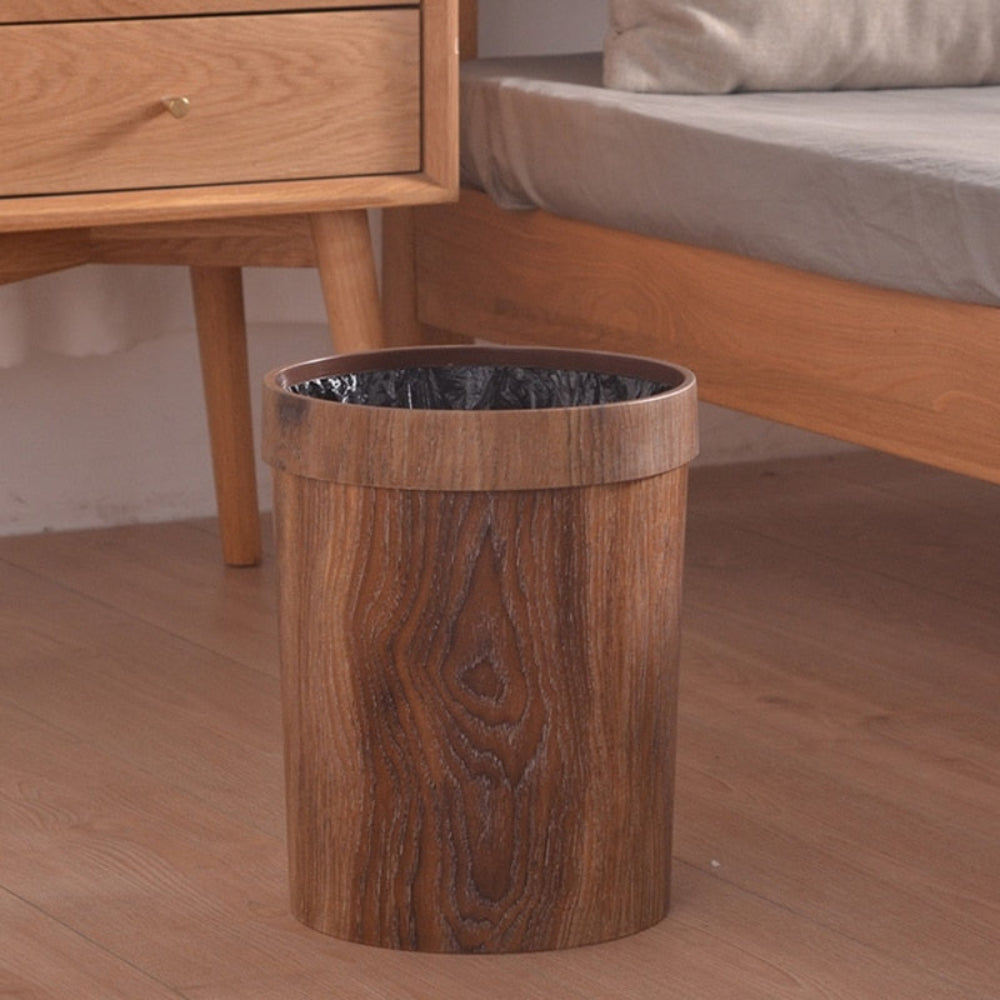 Scandinavian Style Wooden-Look Trash Bin – Compact 8L Waste Container for Kitchen, Bathroom, and Office 4