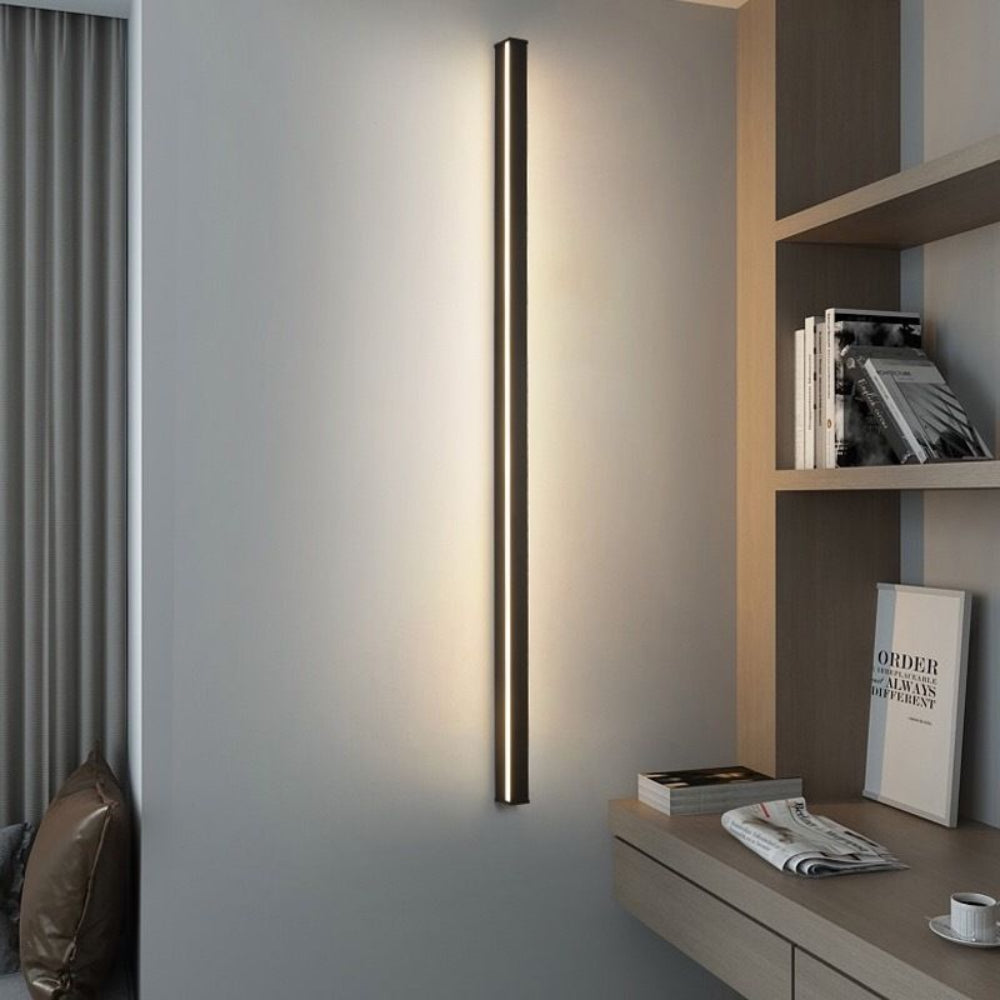 Minimalist LED Wall Light - Slim Black Aluminum Fixture for Modern Interiors 2