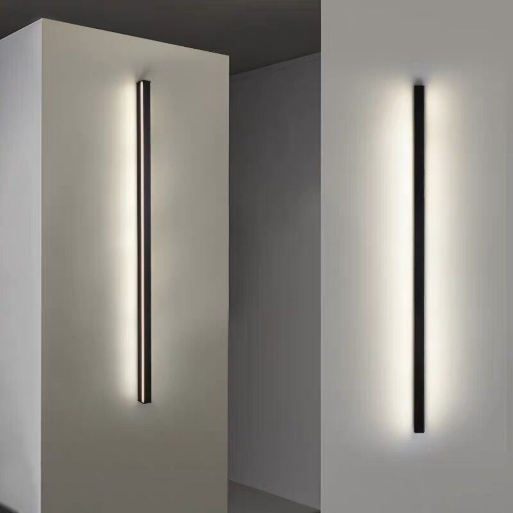 Minimalist LED Wall Light - Slim Black Aluminum Fixture for Modern Interiors 6
