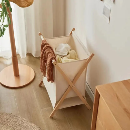 Foldable Natural Wood Laundry Basket with Breathable Fabric Insert – Stylish and Functional Storage Solution 3