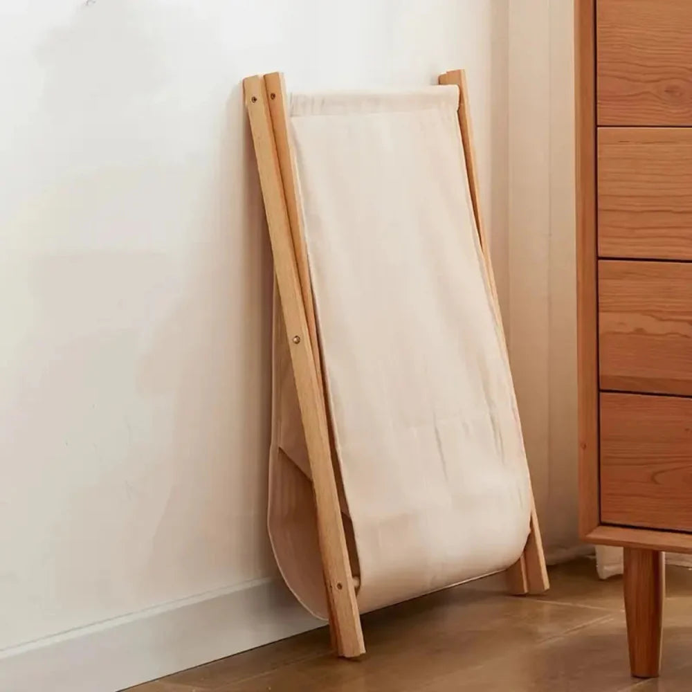 Foldable Natural Wood Laundry Basket with Breathable Fabric Insert – Stylish and Functional Storage Solution 4