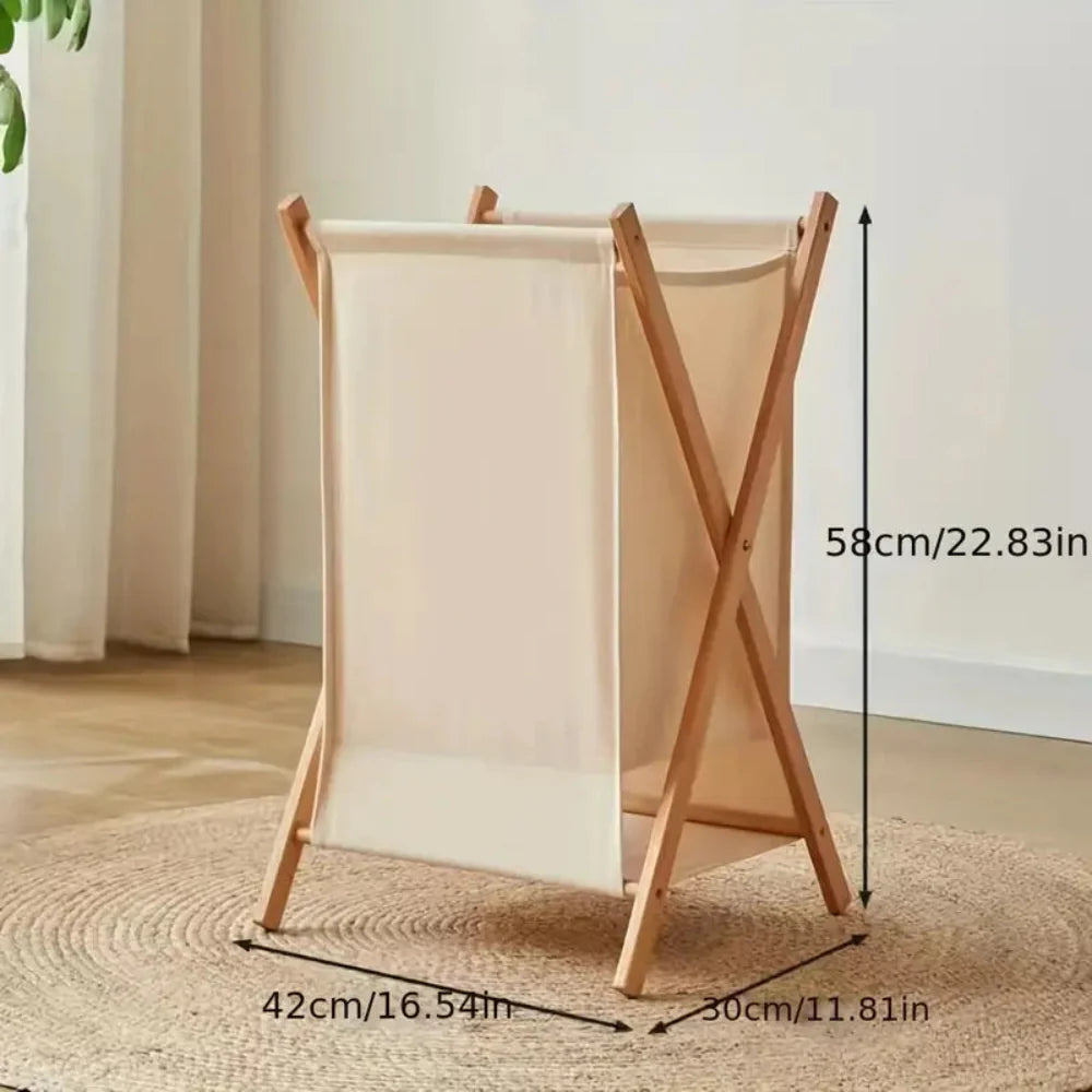 Foldable Natural Wood Laundry Basket with Breathable Fabric Insert – Stylish and Functional Storage Solution 5