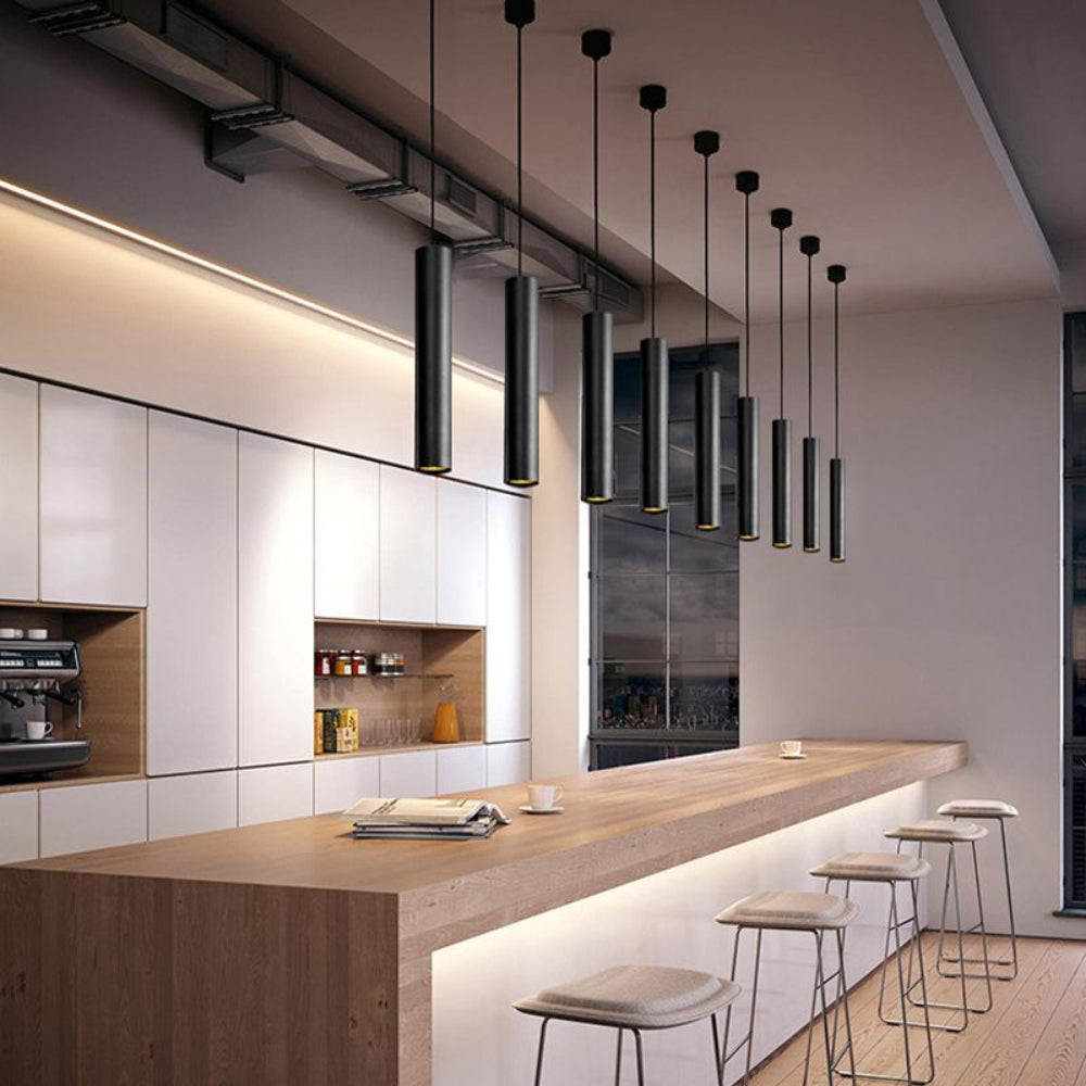 Slim Black LED Cylinder Pendant Light – Adjustable Modern Lighting Fixture 2
