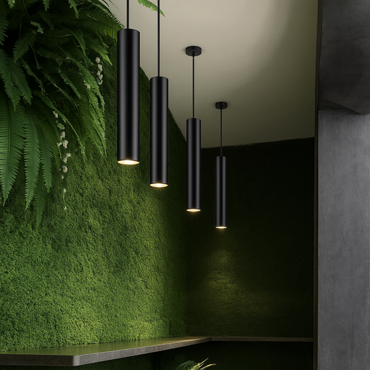 Slim Black LED Cylinder Pendant Light – Adjustable Modern Lighting Fixture 1