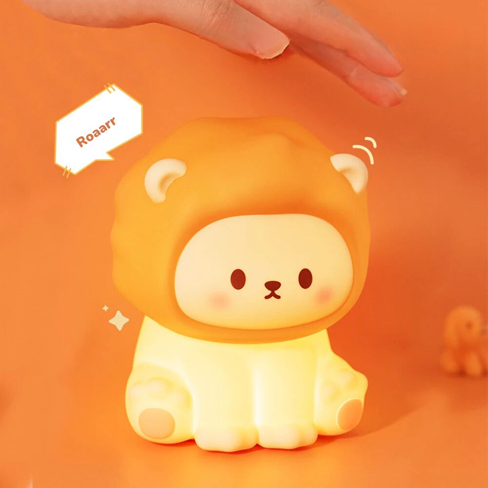 Soft Silicone Lion Night Light for Kids – Rechargeable LED with Adjustable Brightness 2