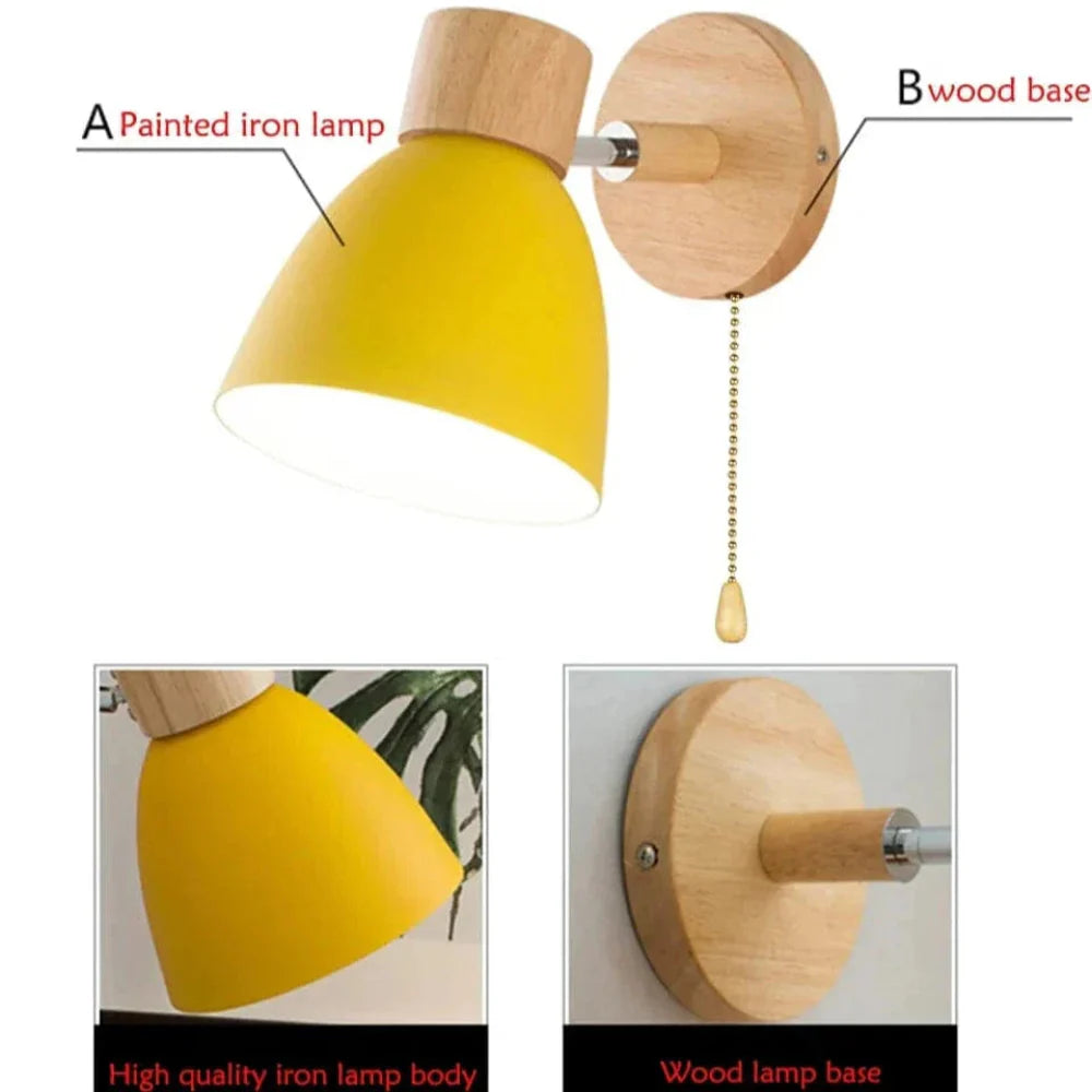 Industrial Wall Light Fixture in Wood and Iron – Rustic Modern Design for Home and Café 8