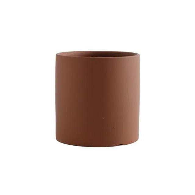 Minimalist Ceramic Plant Pot – Scandinavian Design with Drainage Hole and Saucer 18