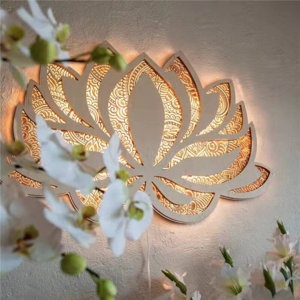 Elegant Lotus Wall Light with Ambient Glow – Sculptural Acrylic Design for Tranquil Spaces 2