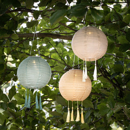 Solar Lantern Set - 3-Piece Outdoor Decorative Lanterns in Green, Yellow, and Cream 1