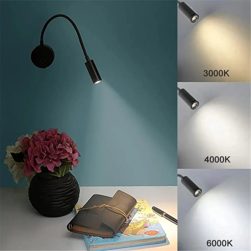 Flexible LED Wall Light with Adjustable Neck for Bed, Desk, and Wall Mounting 5