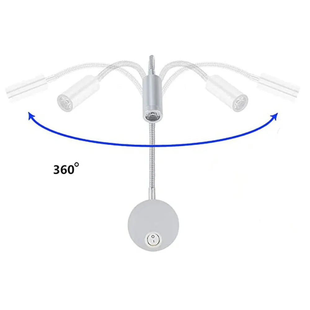 Flexible LED Wall Light with Adjustable Neck for Bed, Desk, and Wall Mounting 3