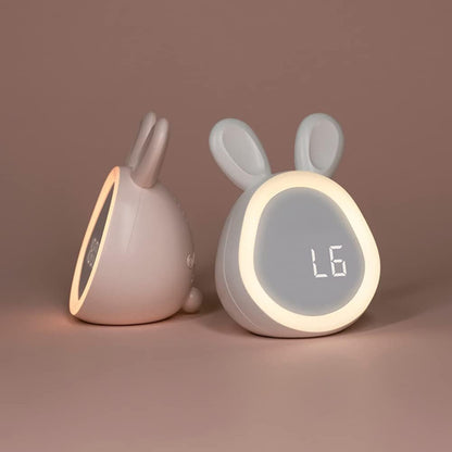 Cute Bunny LED Alarm Clock with Night Light – Soft Silicone Design for Kids' Rooms 2