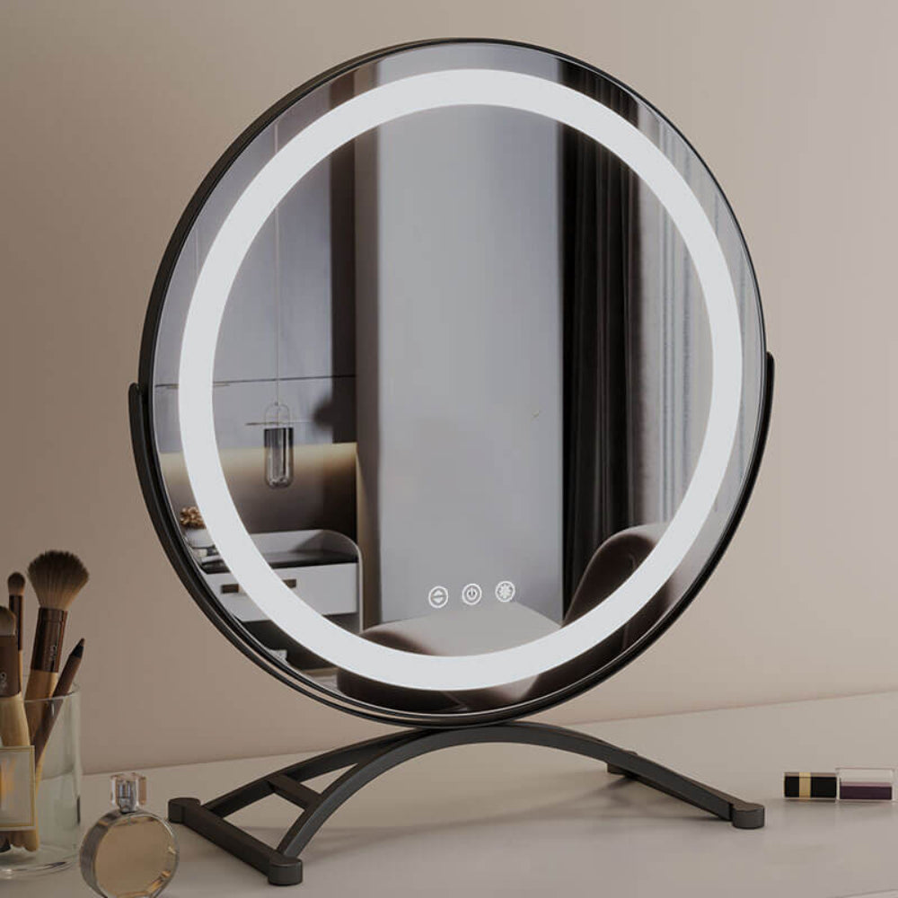 LED Makeup Mirror with Touch Control - Adjustable Lighting and 360° Rotation 2