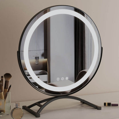 LED Makeup Mirror with Touch Control - Adjustable Lighting and 360° Rotation 2