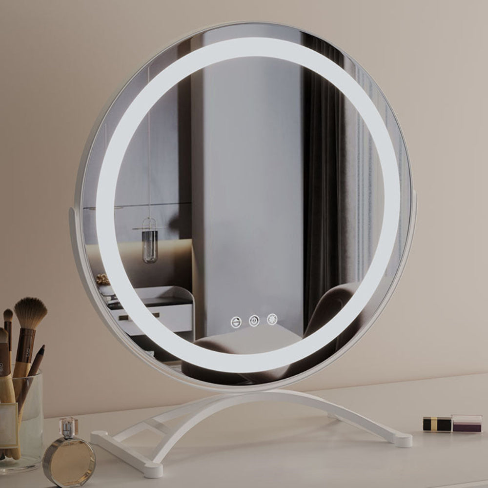 LED Makeup Mirror with Touch Control - Adjustable Lighting and 360° Rotation 3