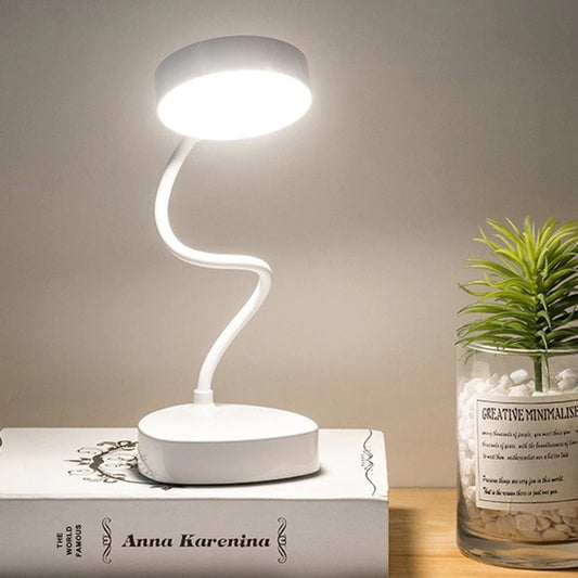 Touch-Control LED Desk Lamp with Flexible Neck and USB Charging – Minimalist White Design 1