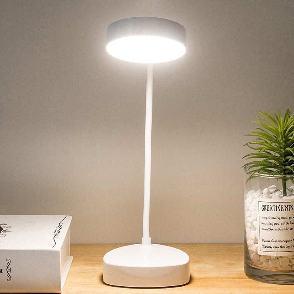 Touch-Control LED Desk Lamp with Flexible Neck and USB Charging – Minimalist White Design 2