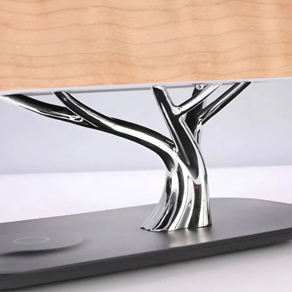 3-in-1 Table Lamp with Bluetooth Speaker and Wireless Charger – Cherry Wood Finish 6
