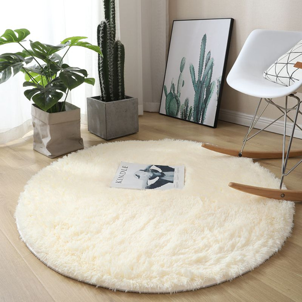 Ultra-Soft Round Plush Area Rug – Modern White Design for Living Room, Bedroom, and Playroom 4