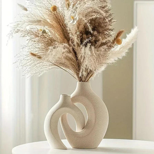 Modern Ceramic Vases Set – Contemporary Home Decor in White and Black 1