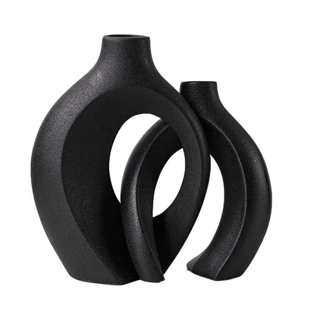 Modern Ceramic Vases Set – Contemporary Home Decor in White and Black 2