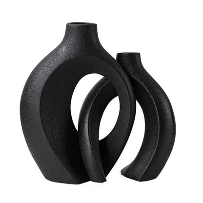 Modern Ceramic Vases Set – Contemporary Home Decor in White and Black 2