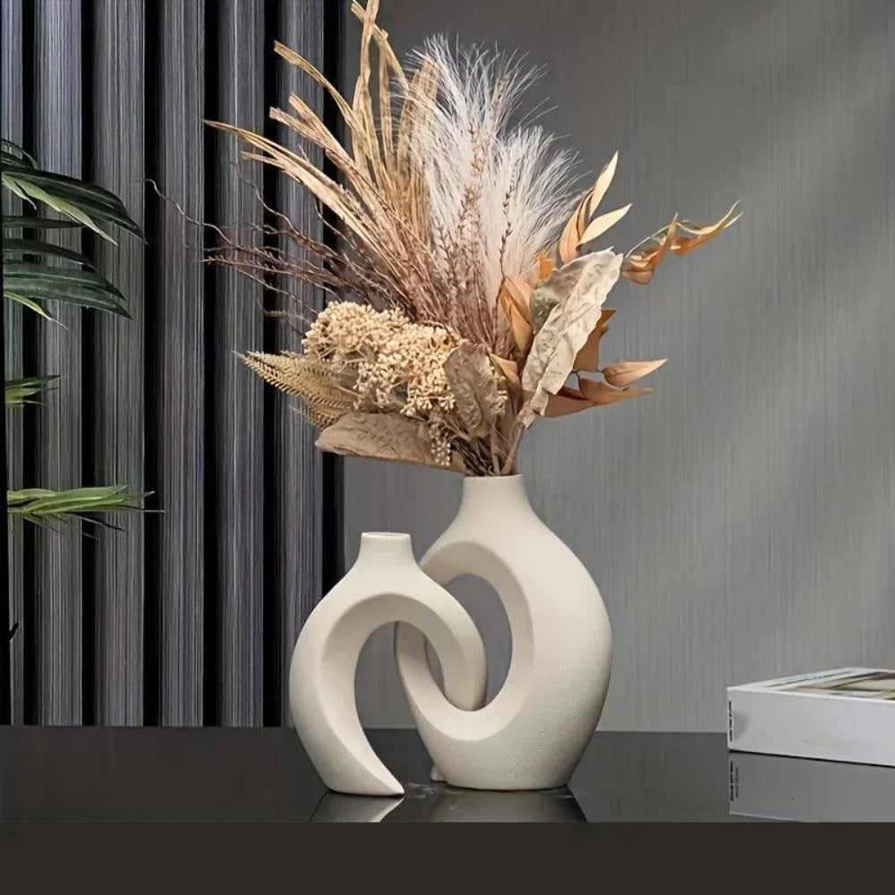 Modern Ceramic Vases Set – Contemporary Home Decor in White and Black 3