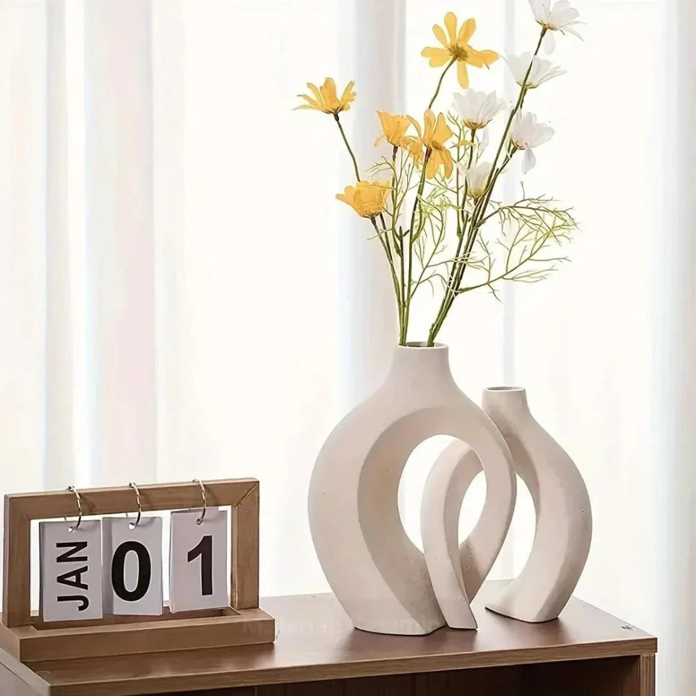Modern Ceramic Vases Set – Contemporary Home Decor in White and Black 5