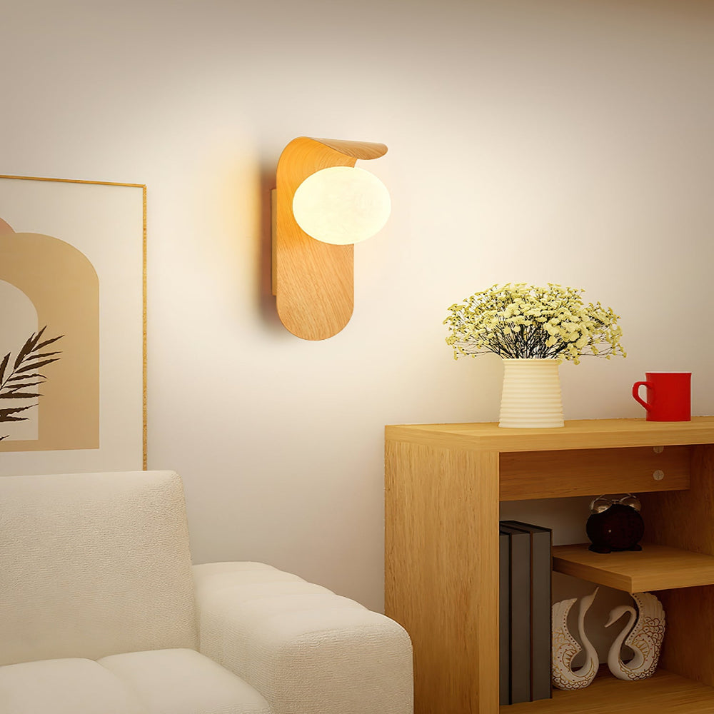 Elegant Wall Light Fixture with Dimmable Options – Nature-Inspired Design in Wood Finish 12