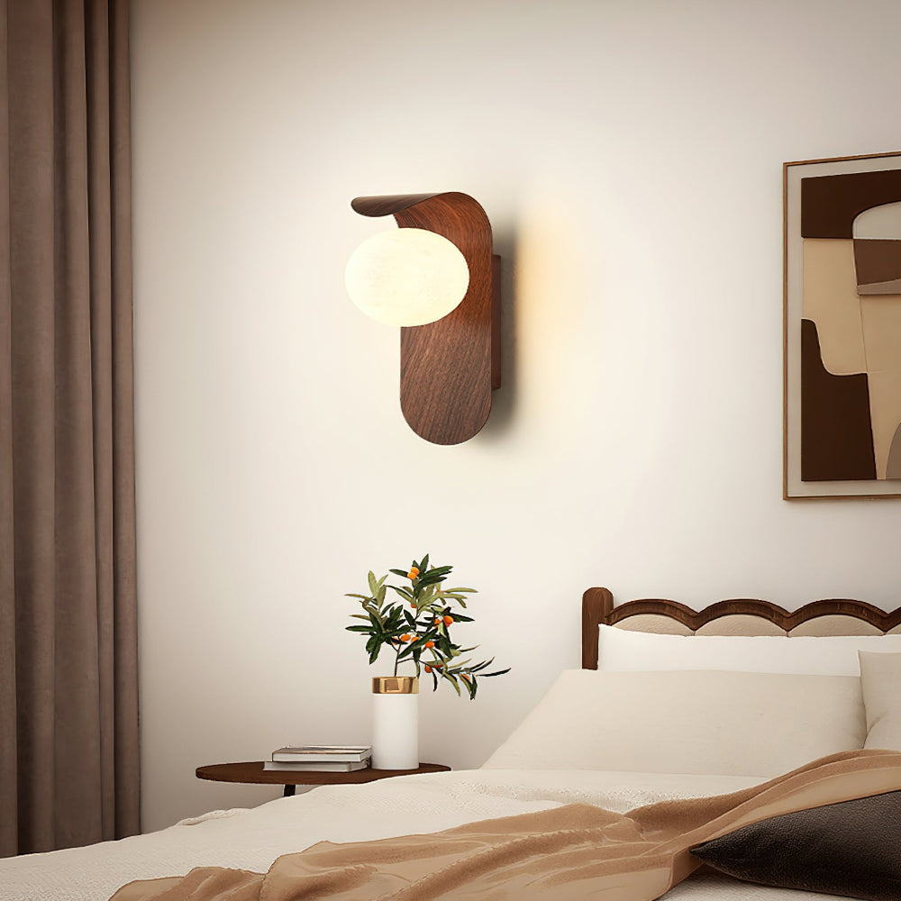Elegant Wall Light Fixture with Dimmable Options – Nature-Inspired Design in Wood Finish 14