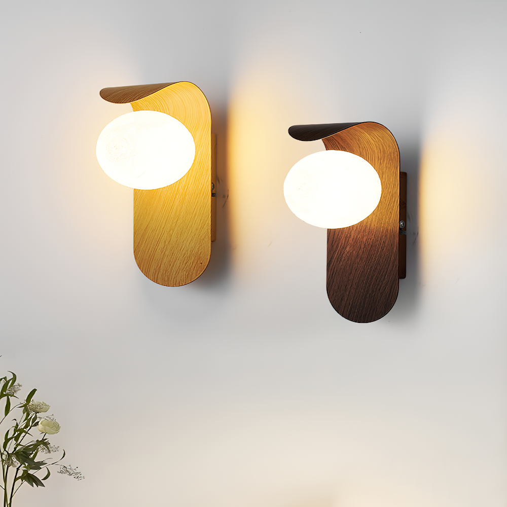 Elegant Wall Light Fixture with Dimmable Options – Nature-Inspired Design in Wood Finish 3