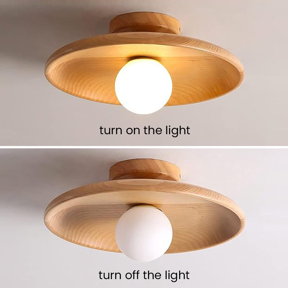 Scandinavian Round Ceiling Light with Natural Wood Finish – Minimalist LED Fixture for Hallways and Bedrooms 10