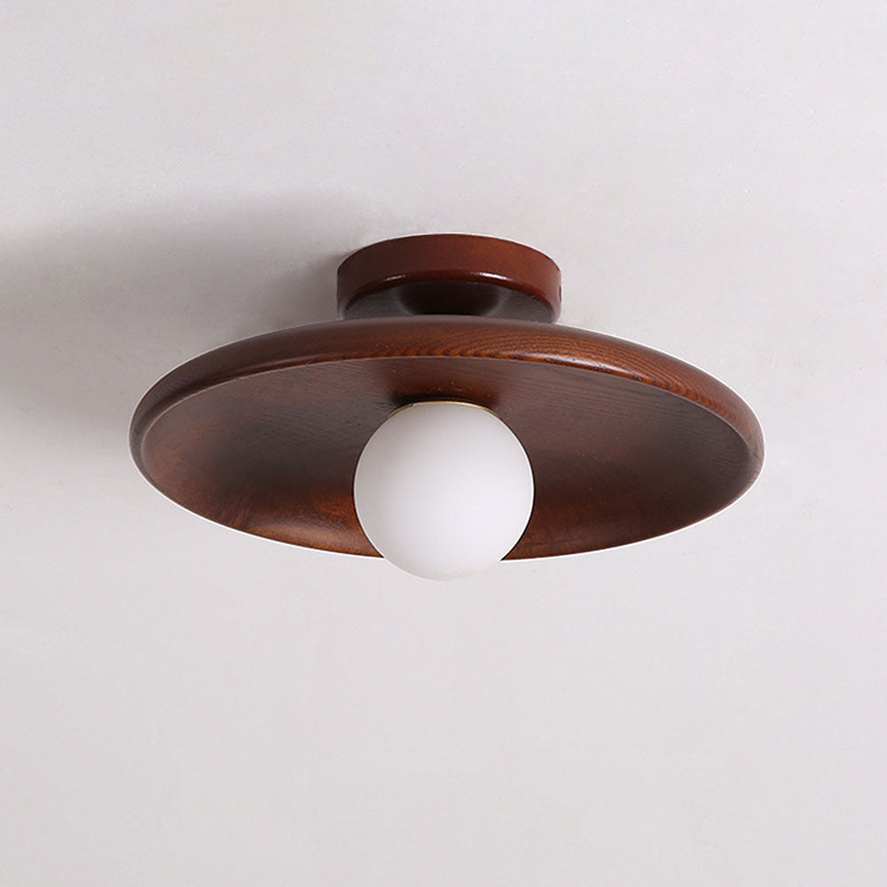 Scandinavian Round Ceiling Light with Natural Wood Finish – Minimalist LED Fixture for Hallways and Bedrooms 2