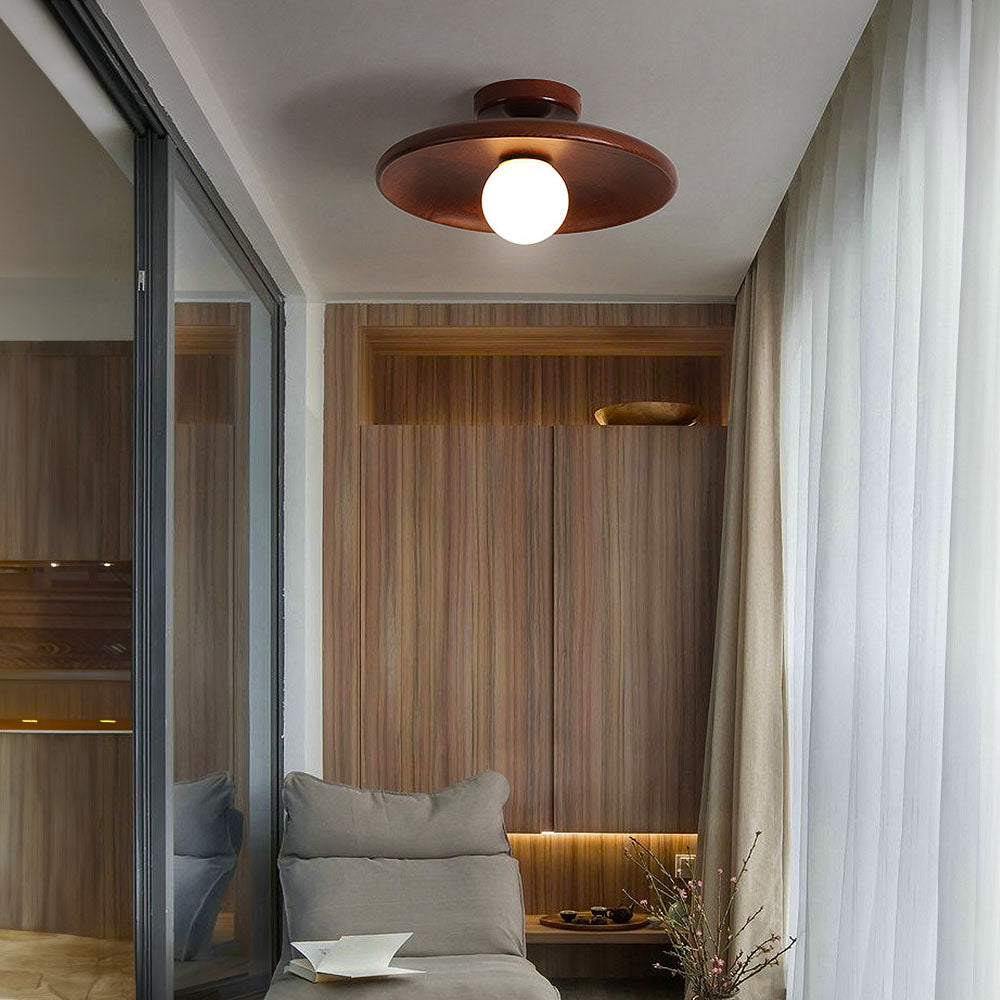 Scandinavian Round Ceiling Light with Natural Wood Finish – Minimalist LED Fixture for Hallways and Bedrooms 3